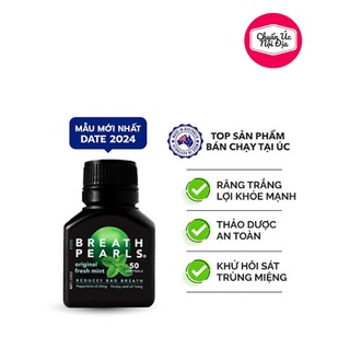 Viên thơm miệng thảo dược Breath pearls (50v - Chính hãng Úc) giảm mùi miệng cho người lớn, phụ nữ và bé trên 6 tuổi