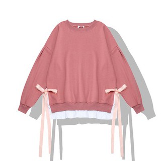 Ulzzang Áo nỉ thắt nơ eo ulzzang (ẢNH THẬT Ở CUỐI) Hàng Order