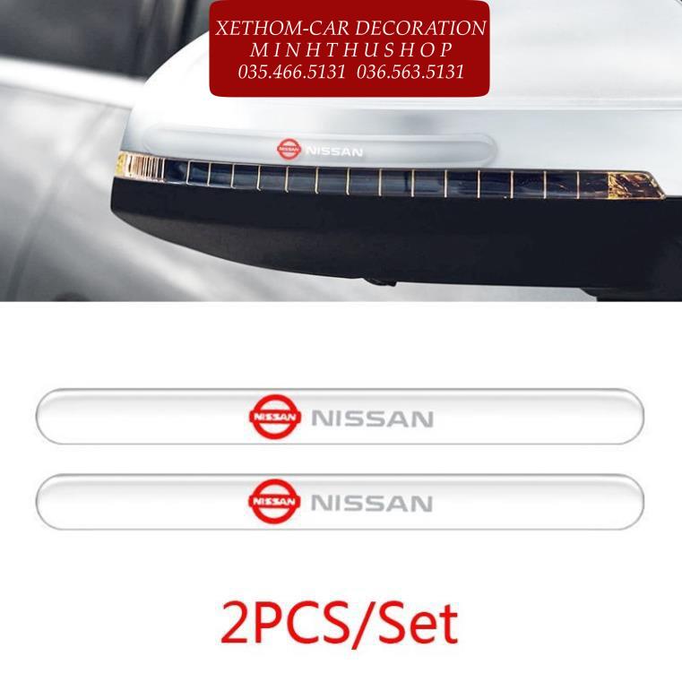 (Nissan) Bộ 10 Miếng Dán Silicon Chống Xước Hõm Cửa, Tay Nắm Cửa và Gương Có Logo Hãng Xe Nissan