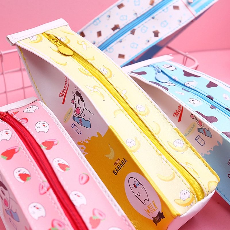 Túi đựng bút hình hộp sữa có khóa kéo kiểu Nhật Bản dễ thương