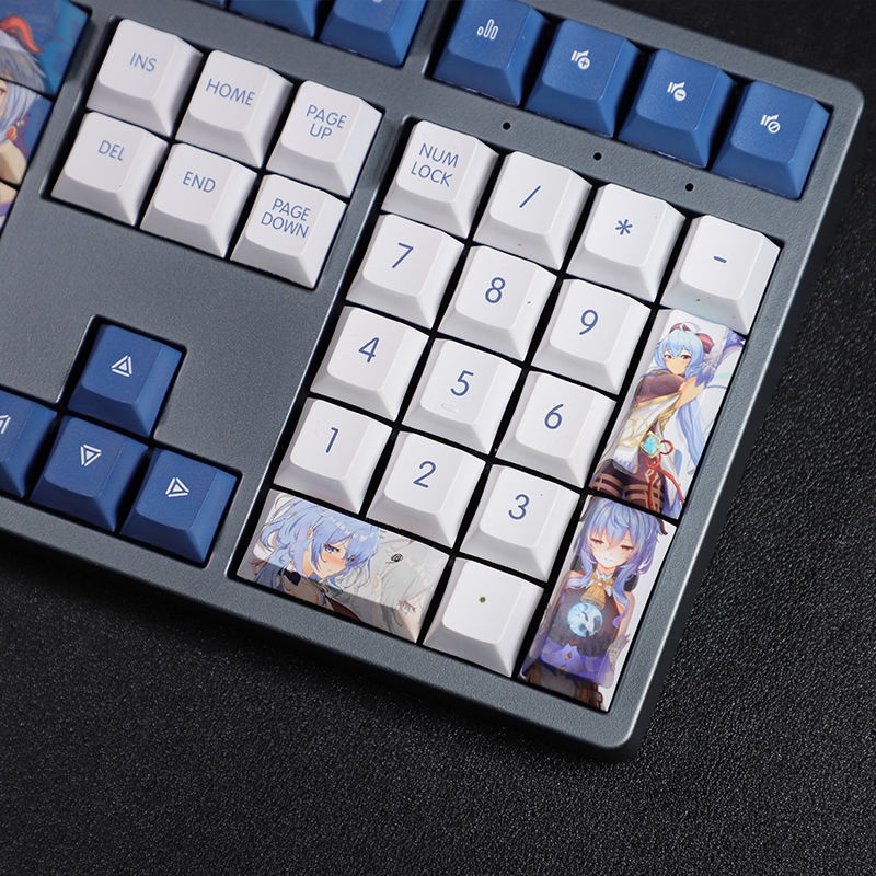 Genshin Impact Keycap Cherry Profile Ganyu Theme Keycap Anime PBT Dye Thăng hoa Bàn phím cơ Keycap 108 Phím