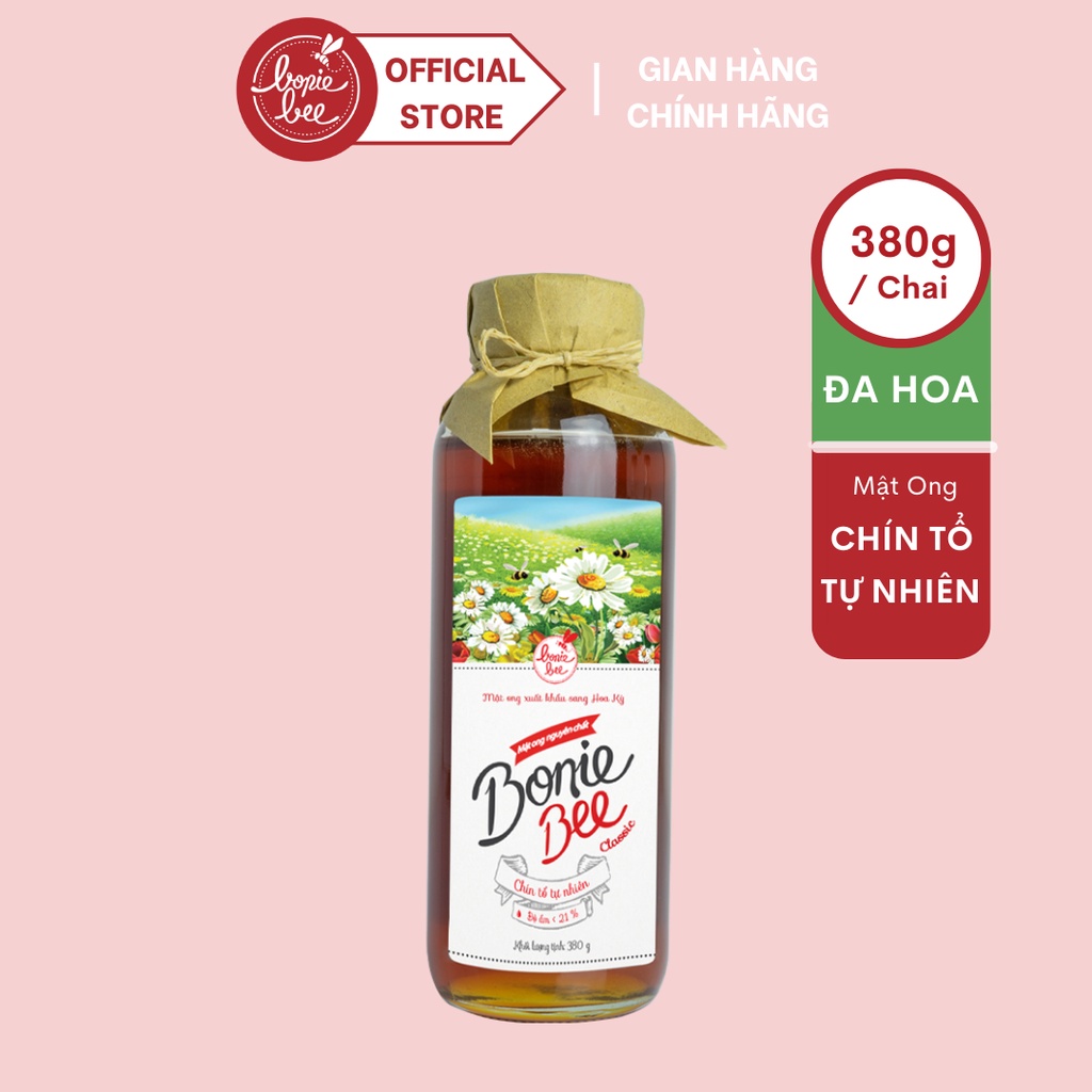 Mật Ong Bonie Bee Nguyên Chất Từ Đa Hoa (BB Classic) - Chín Tự Nhiên Từ Tổ - Không Qua Xử Lý - 380g