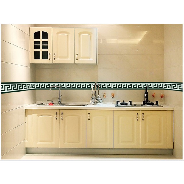 Decal trang trí Viền tường Hoa Văn tinh tế xanh