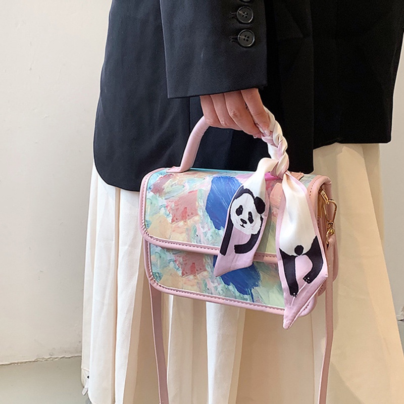 Túi Đeo Chéo Dáng Vuông Nhỏ In Họa Tiết Hoạt Hình Thời Trang Cho Nữ