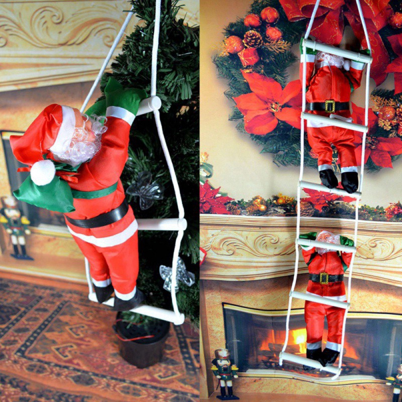 Đồ trang trí giáng sinh ông già Noel leo thang hợp để treo lên cây thông Noel