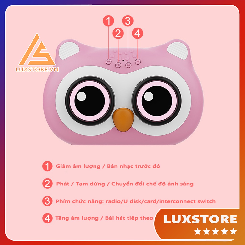 LOA BLUETOOTH CÚ MÈO SIÊU CUTE ĐÈN LED MẮT NHÁY THEO NHẠC ÂM THANH VÒM 360 – LUXSTORE