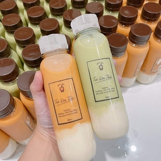 Chai Nhựa 330 Ml Dáng Tròn Cổ Rộng Đựng Trà Sữa Sữa Chua Uống Mật Ong Siêu Xinh Shop Chỉ Có Nắp Màu Trắng