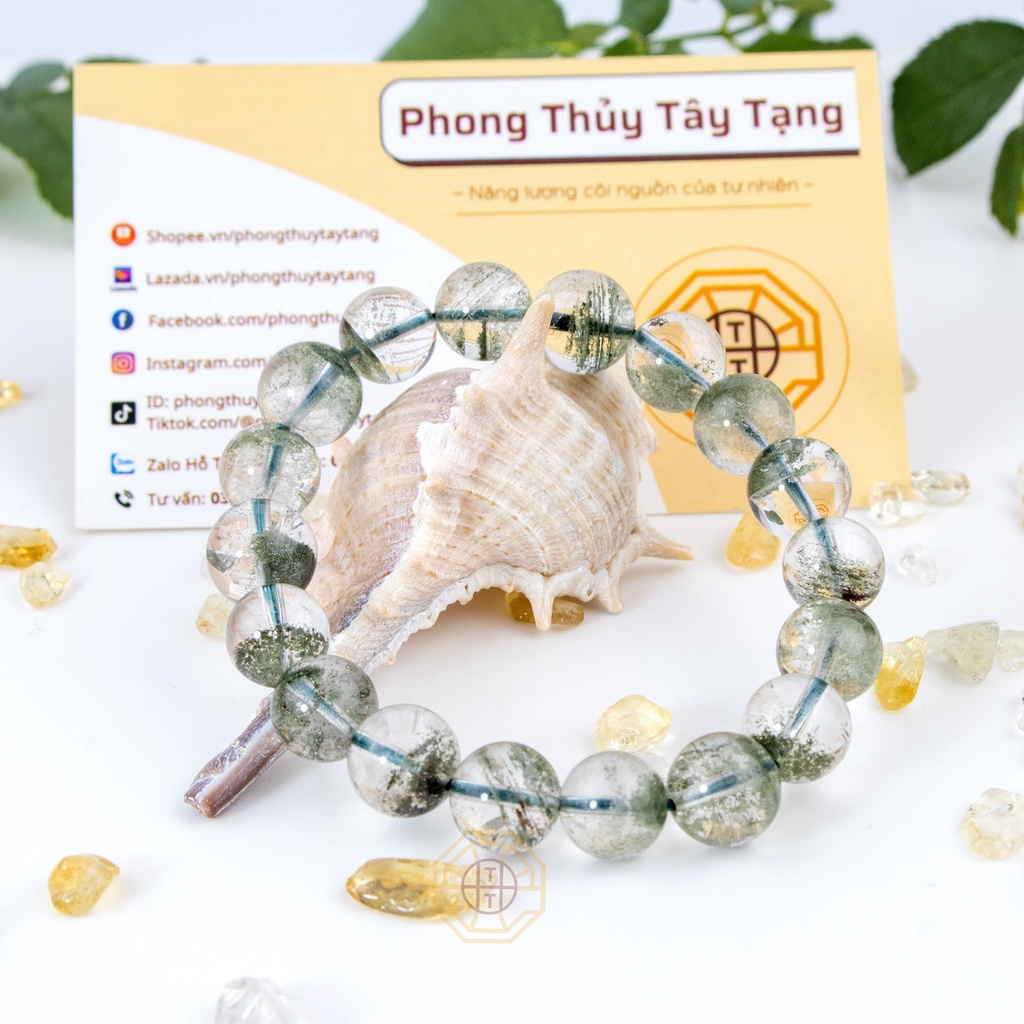 Vòng Tay Phong Thủy Đá Ưu Liinh Xanh Tự Nhiên [TẶNG HỘP GỖ CAO CẤP] tài lộc nam nữ mệnh Mộc Hỏa - Phong Thủy Tây Tạng