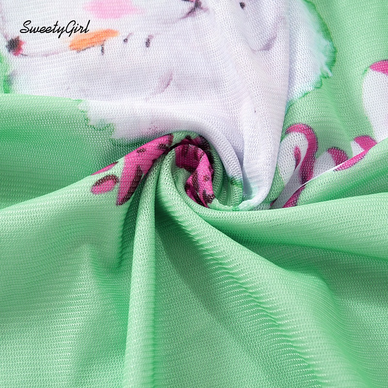 Áo Tank Top Cổ Tròn In Họa Tiết Mèo Hoạt Hình Màu Xanh Lá Sáng Thời Trang 2022 Cho Nữ