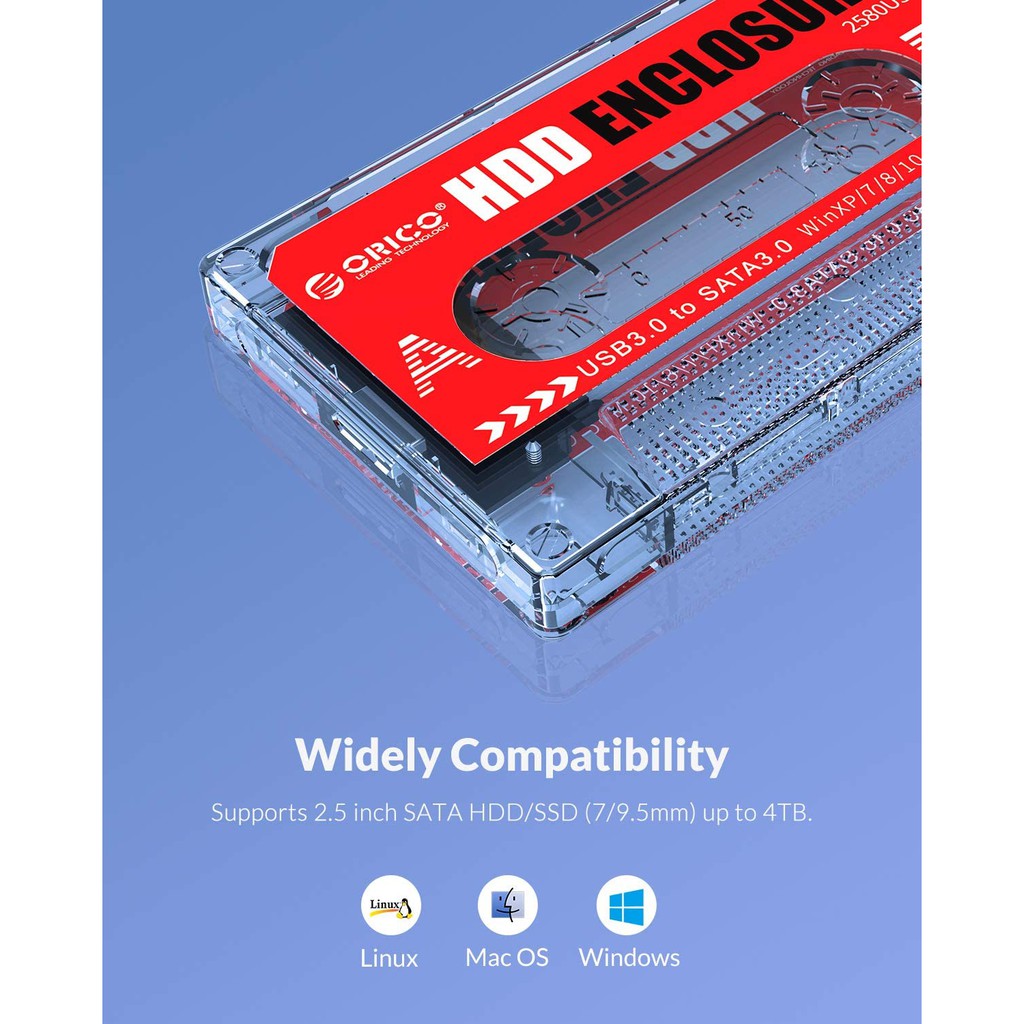 Hộp Ổ Cứng Ngoài Orico 2580U3 USB3.0 SATA3.0 5Gbps 4TB HDD Hỗ Trợ UASP Trong Suốt Sticker Kiểu Dáng Băng Cassette | BigBuy360 - bigbuy360.vn