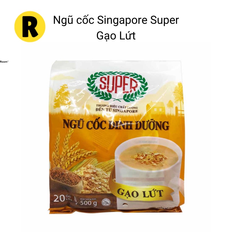 Ngũ cốc Singapore Super vị Socola và Gạo lứt, túi 20 góix25gram, thơm ngon.