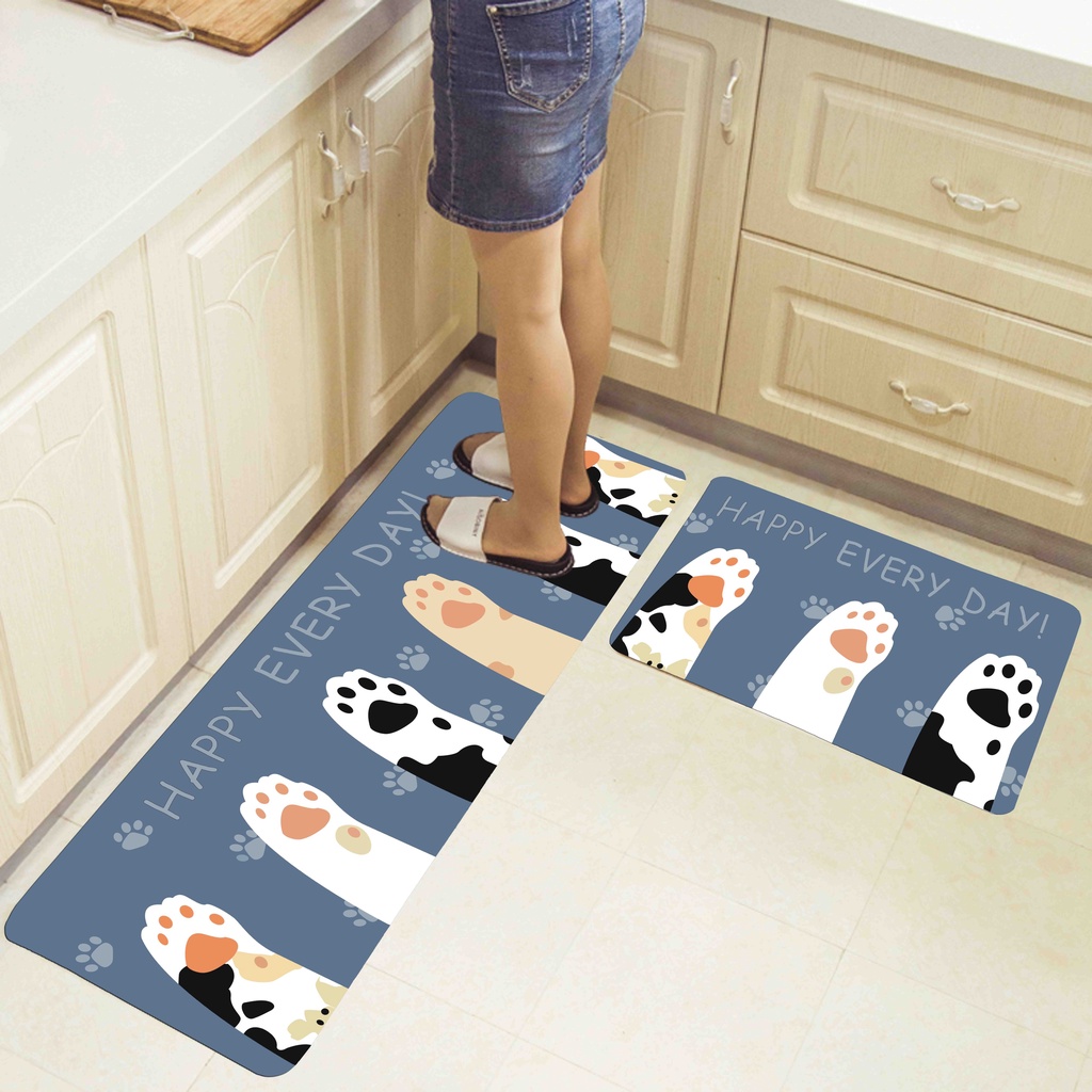 (RẺ VÔ ĐỊCH) BỘ 2 THẢM BẾP 3D LAU CHÂN CÓ ĐẾ CHỐNG TRƠN TRƯỢT
