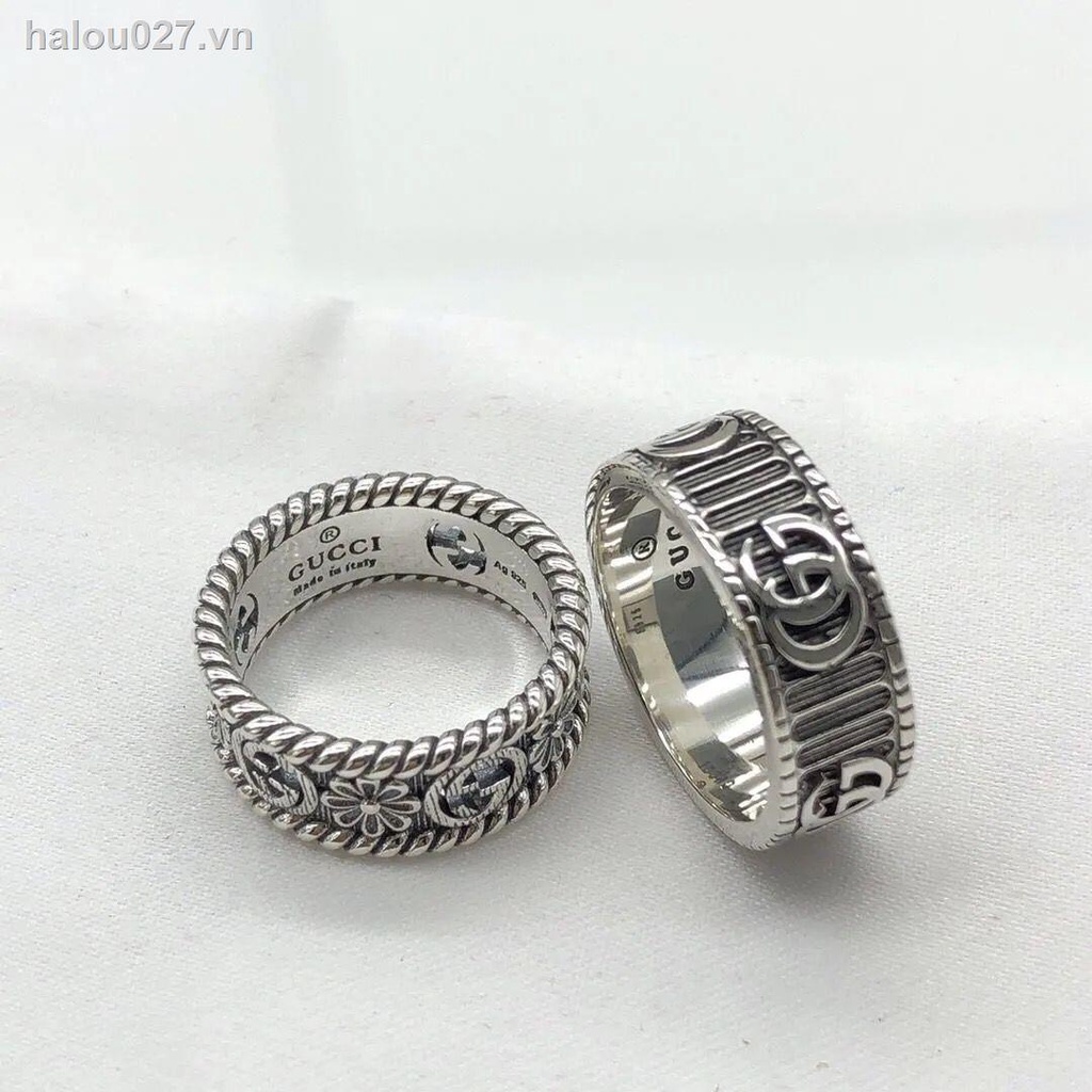 Nhẫn Đôi Khắc Chữ Gucci Mạ Bạc 925 Không Phai Chất Lượng Cao