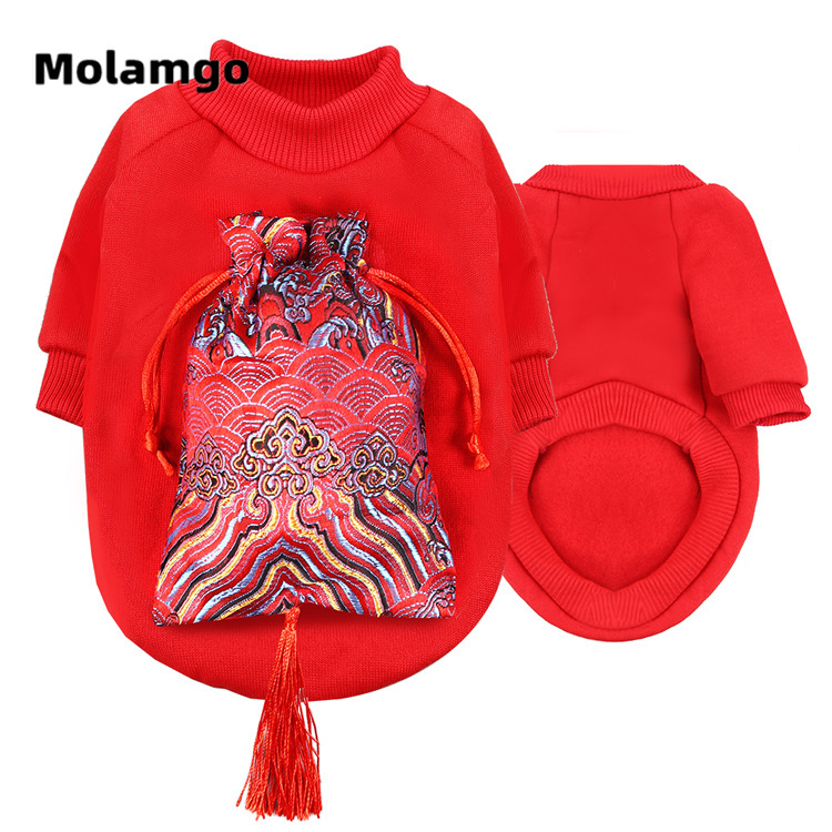 MOLAMGO  Áo len ấm áp thu đông họa tiết năm mới đáng yêu cho thú cưng