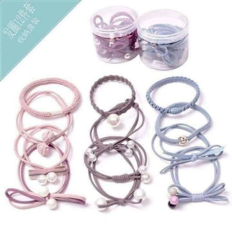 Hộp dây buộc tóc 12 chi tiết
