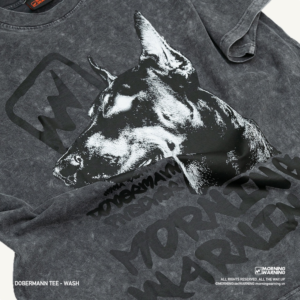 Áo thun Morning Warning Dobermann Wash - Áo Thun Unisex Form Rộng Tay Lỡ Oversize Cotton 100% Local Brand