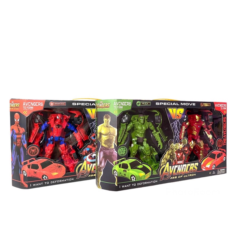 Đồ chơi lắp ghép biến hình ô tô robot siêu anh hùng 8881-2 Spider man và đội trưởng Mỹ Captain America