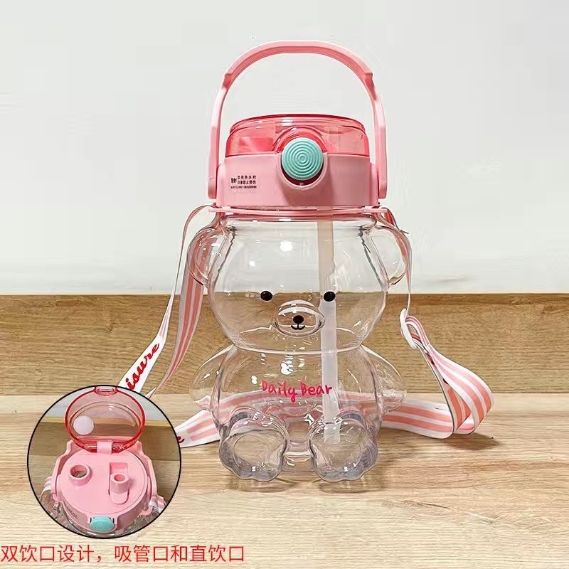 Bình Đựng Nước 1000ml Hình Gấu Dễ Thương Tặng kèm Sticker dễ thương