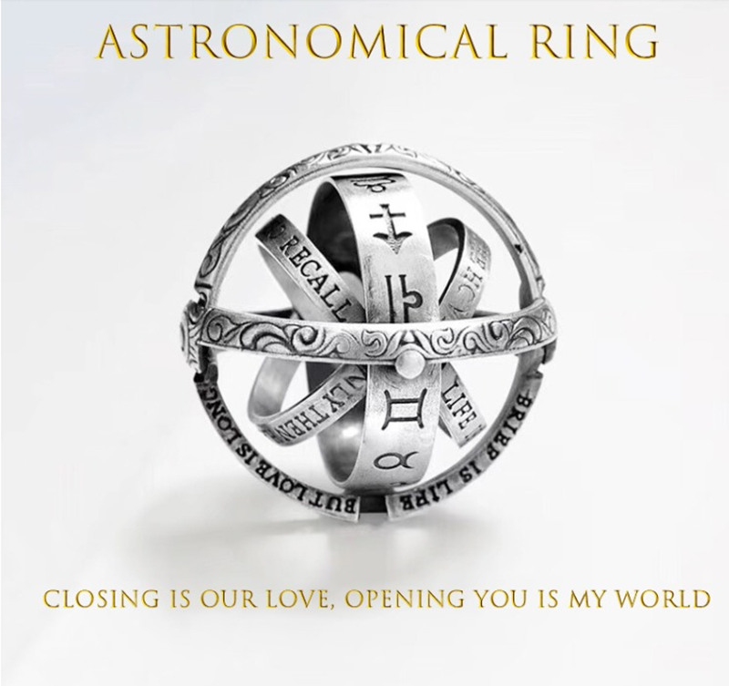 Nhẫn đeo ngón tay hợp kim thiết kế quả cầu vũ trụ độc đáo thời trang