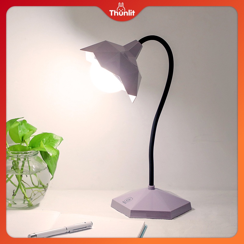Đèn để bàn Thunlit màu tím 3 mức chiếu sáng có thể sạc lại bằng cổng USB chất lượng cao