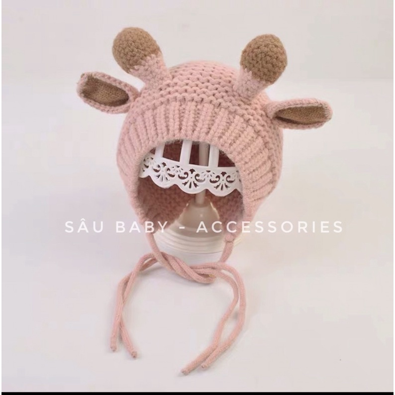 Mũ len chú Hươu chùm tai xinh xắn cho bé