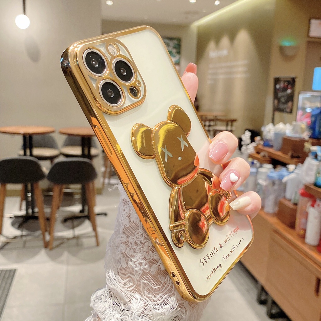 Ốp lưng in nổi hình gấu Bearbrick 3D cho iPhone 6Plus, 7Plus, Xsmax, 11Promax, 12Promax, 13Promax