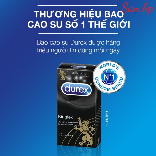 Bộ 1 Hộp Bao Cao Su Durex Kingtex (12 Cái - Hộp) + 1 Hộp Bao Cao Su Kingtex (3 Cái - Hộp)