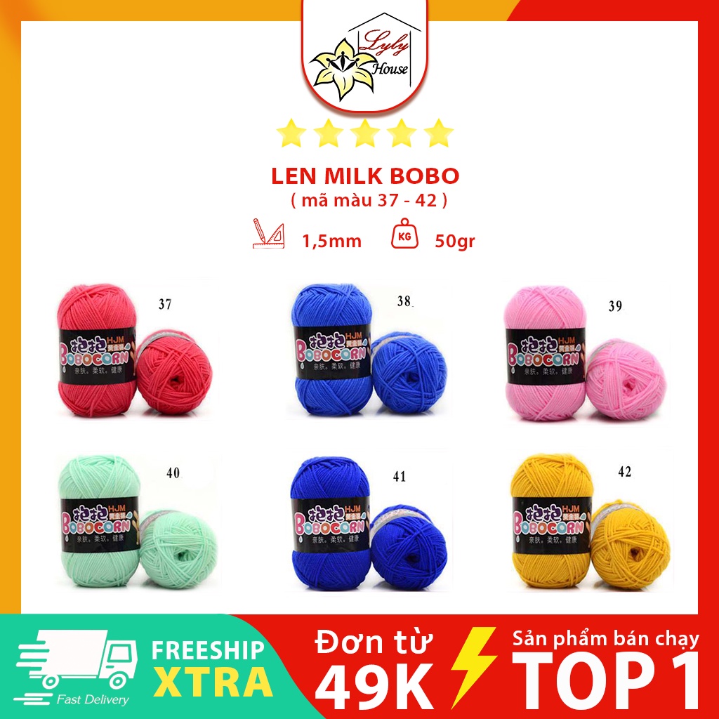 Cuộn len milk cotton bobo mềm mịn dùng để móc thú bông khăn áo dành cho trẻ em 50g_07
