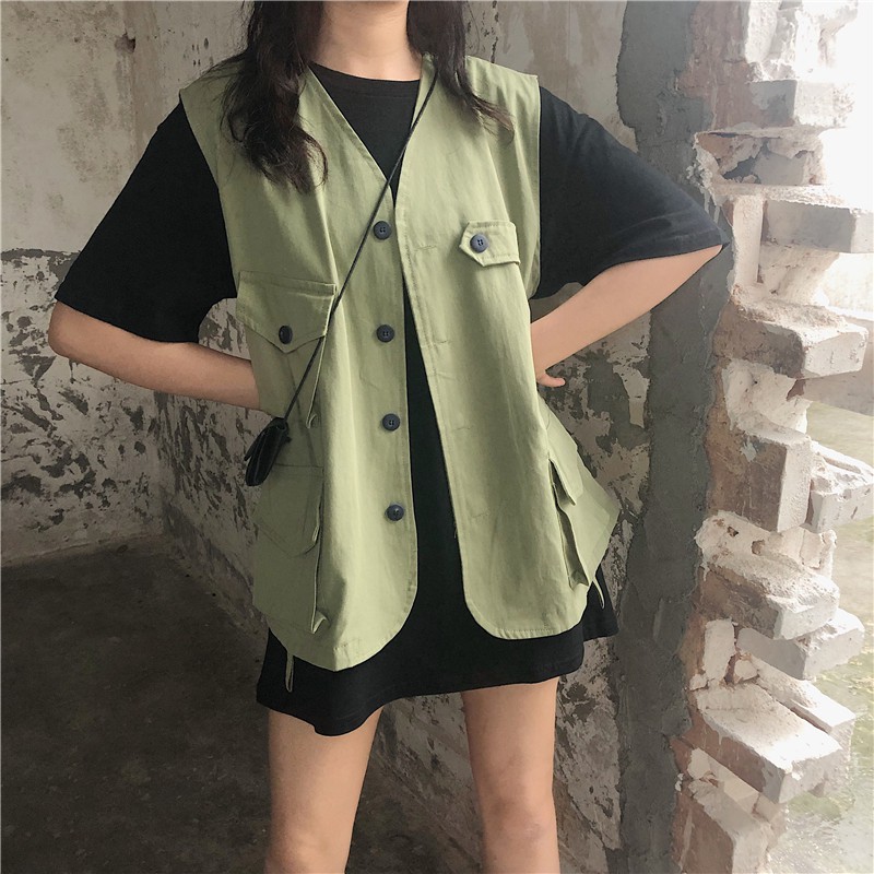 Áo Khoác Không Tay Dáng Rộng Phong Cách Retro Dành Cho Nữ | BigBuy360 - bigbuy360.vn