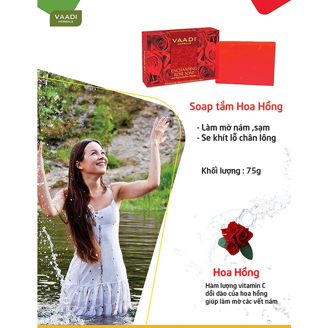 Xà Phòng Hoa Hồng Vaadi Enchanting Rose Soap Trắng Da, Mờ Sạm Nám, Se Khít Lỗ Chân Lông 75gr