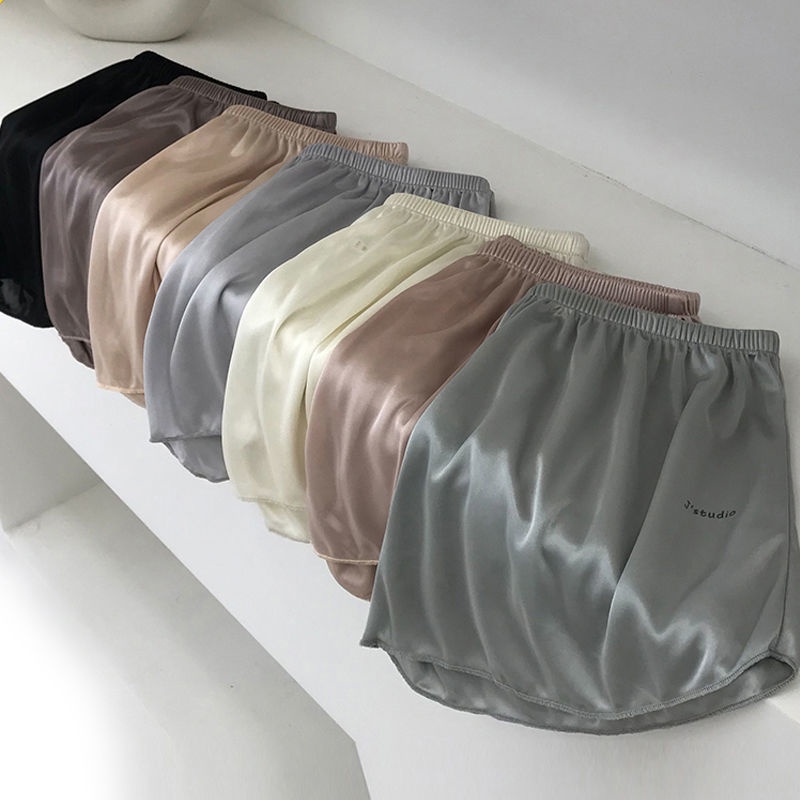 Quần Short Bảo Hộ An Toàn Dáng Rộng Bằng Lụa Lạnh Màu Sắc Trơn Chống Chói Mặc Ngoài Trời Cho Nữ