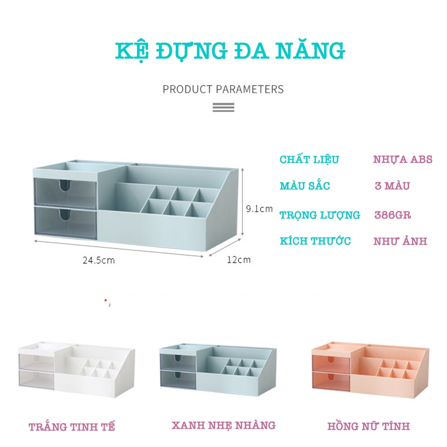 Kệ Đựng Đồ Mĩ Phẩm, Dụng Cụ Học Tập Mini 3 Tầng Cao Cấp Chia Ô Nhiều Tiện Ích P005