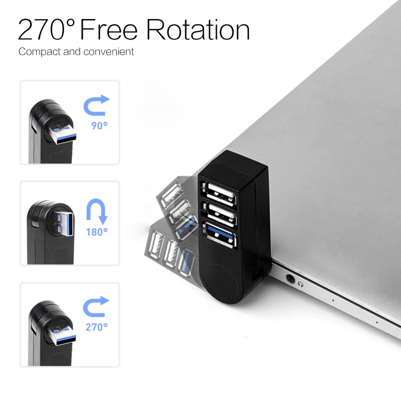 Hub chuyển đổi chia truyền dữ liệu FONKEN 3 cổng USB 3.0 tốc độ cao xoay được mini phổ biến cho Macbook Pro máy tính