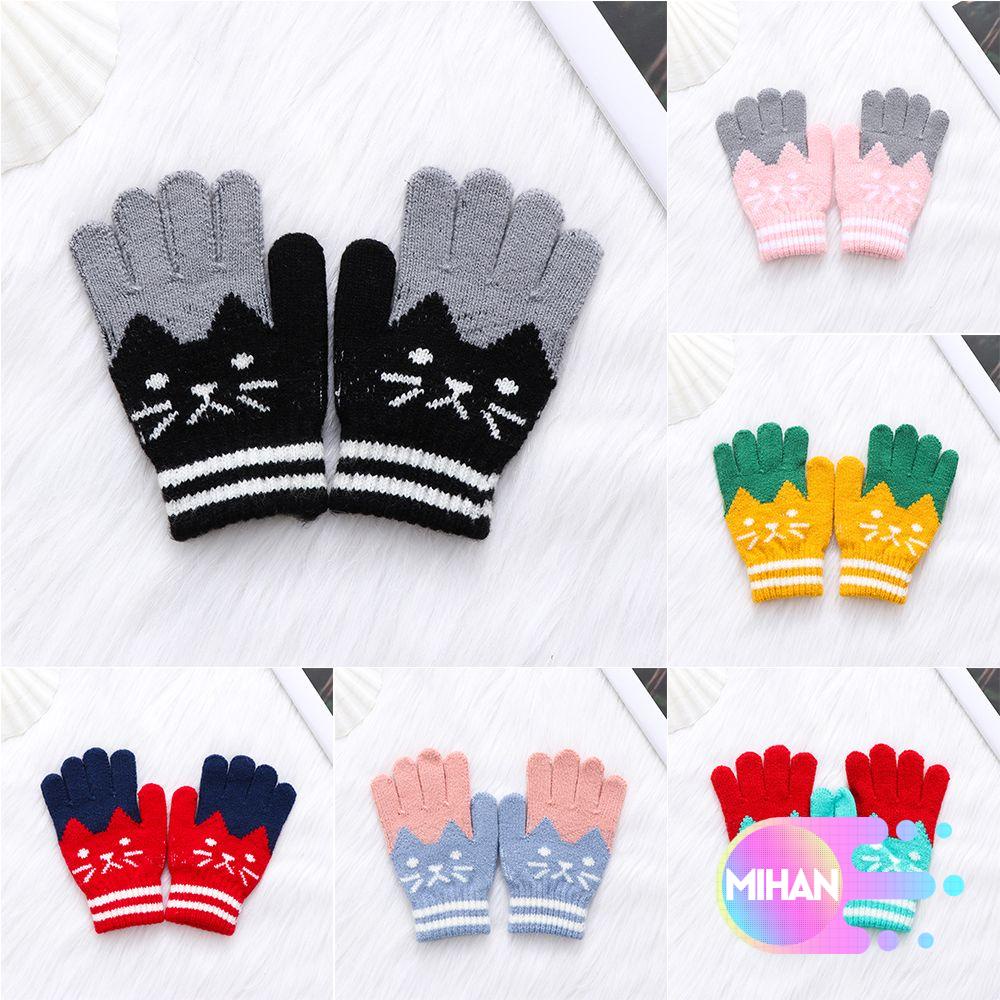 Găng tay len cashmere dày giữ ấm mùa đông dễ thương cho bé MIHAN1 4-10 tuổi