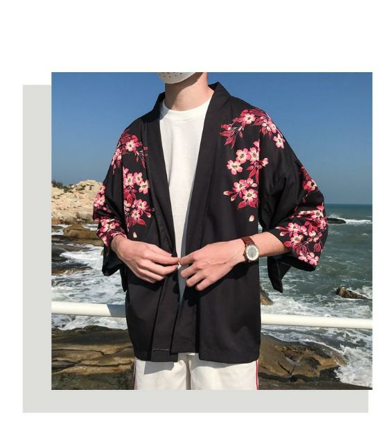 Haori NHật Bản, áo khoác cá chép hoa anh đào