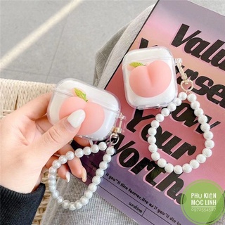 ☘️Tặng kèm dây đeo☘️Case Airpod 1 2 Pro ...Vỏ bao bọc Trái đào Cover đựng tai nghe không dây ốp airpods