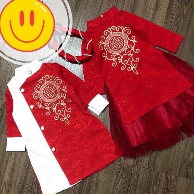 áo dài cặp cho bé cao cấp 10-20kg