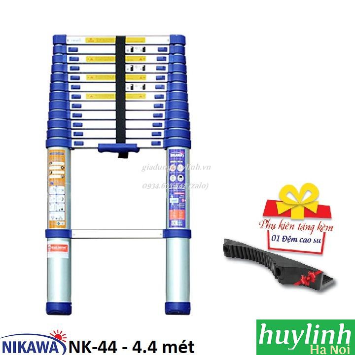 Thang nhôm rút đơn Nikawa NK44 NEW - 4.4 mét - Tặng kèm đệm cao su