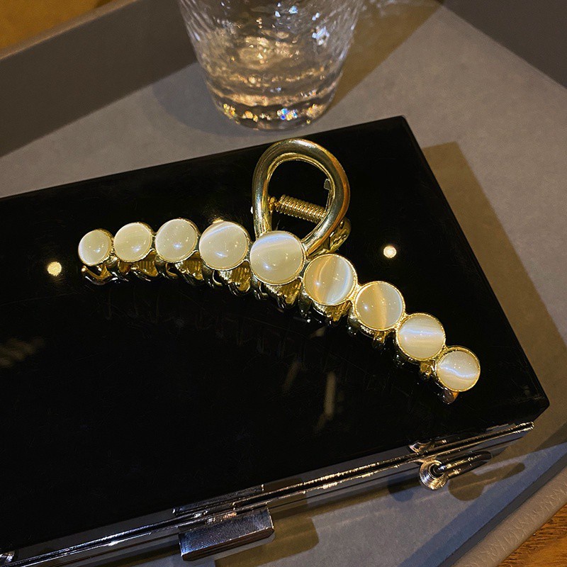 Kẹp tóc thời trang khảm đá opal sang trọng thanh lịch