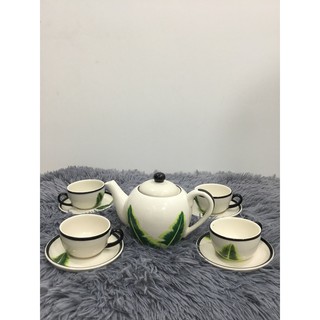 BỘ BÌNH TRÀ LÁ CHUỐI 0.6 LÍT - GỐM SỨ CƯỜNG PHÁT