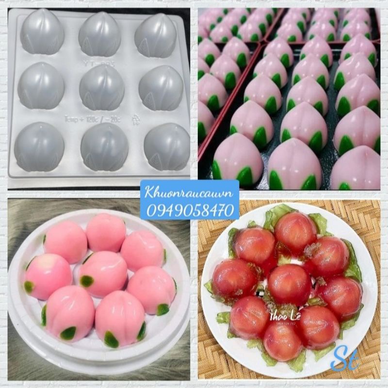 Khuôn nhựa làm thạch rau câu, bánh bao hình 9 trái đào