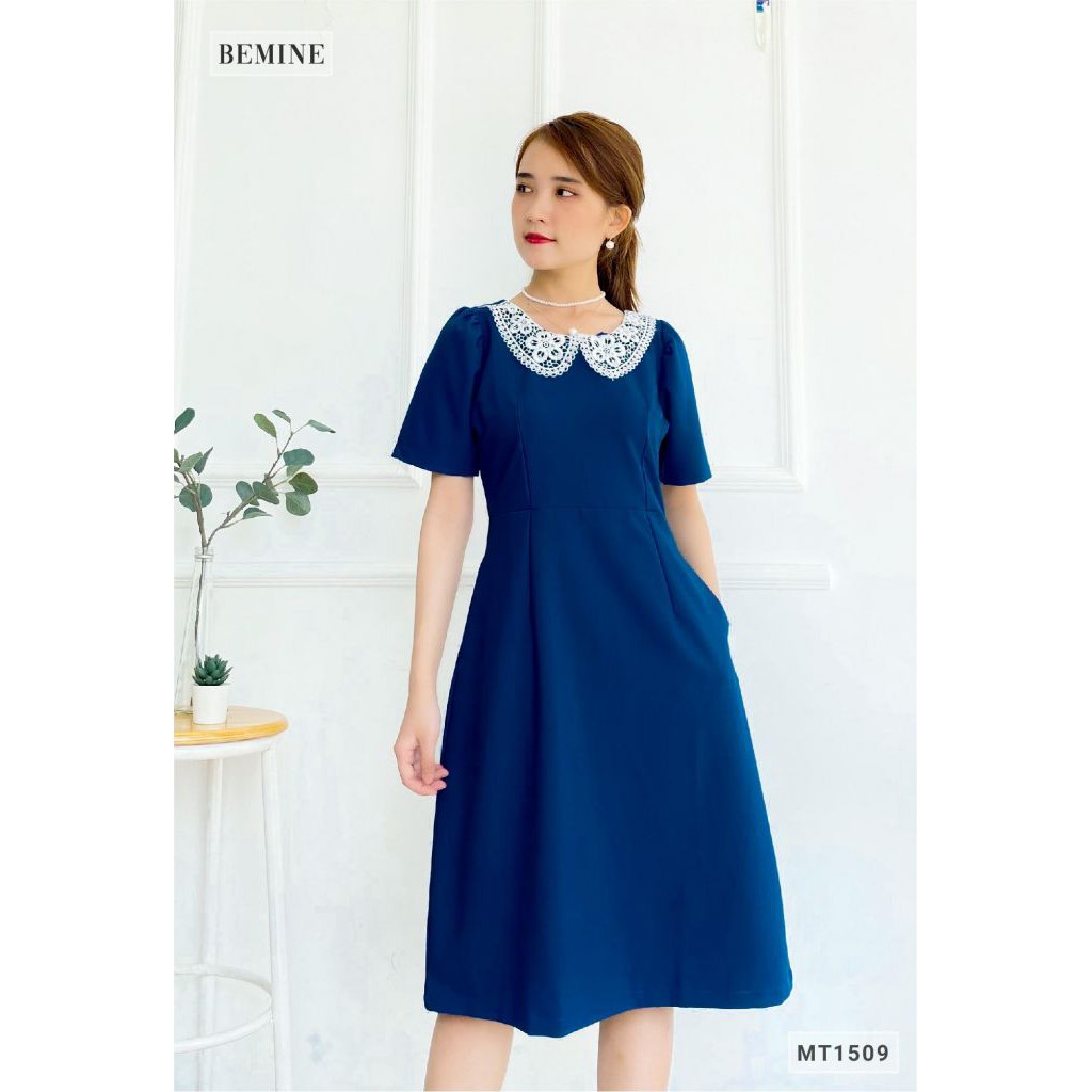 [Mã WABRWA15 giảm 15% đơn 300K] Đầm xòe cổ phối ren BEMINE MT1509XANH | BigBuy360 - bigbuy360.vn