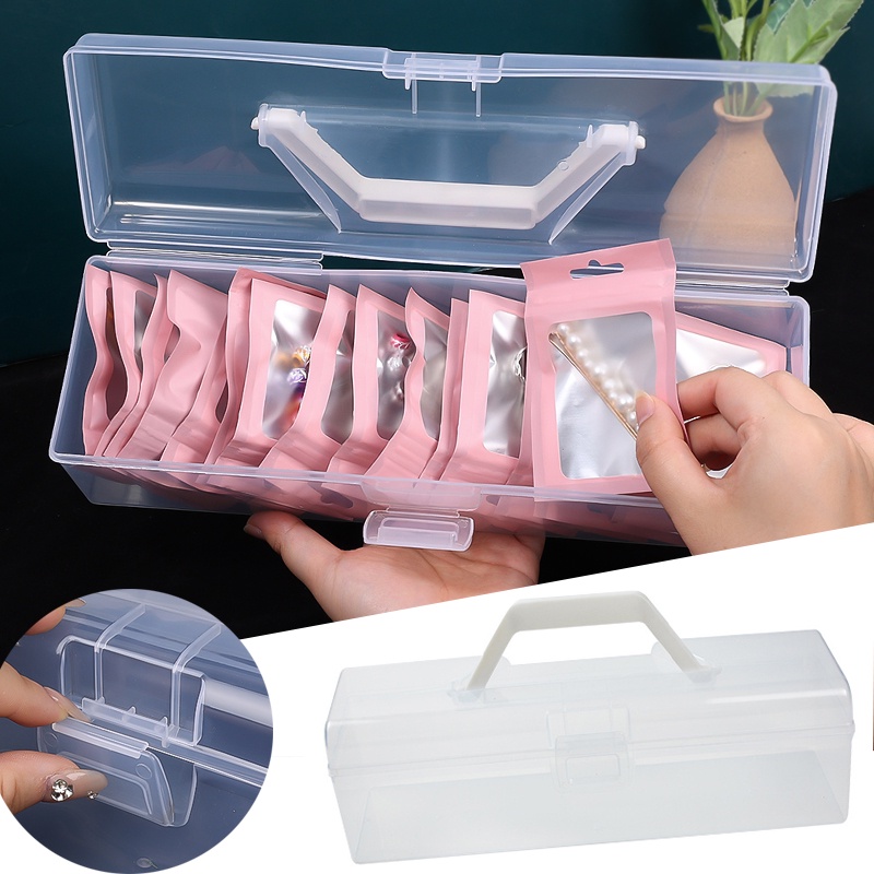 Hộp Nhựa Trong Suốt Đựng Trang Sức Chống Bụi Có Tay Cầm Tiện Dụng