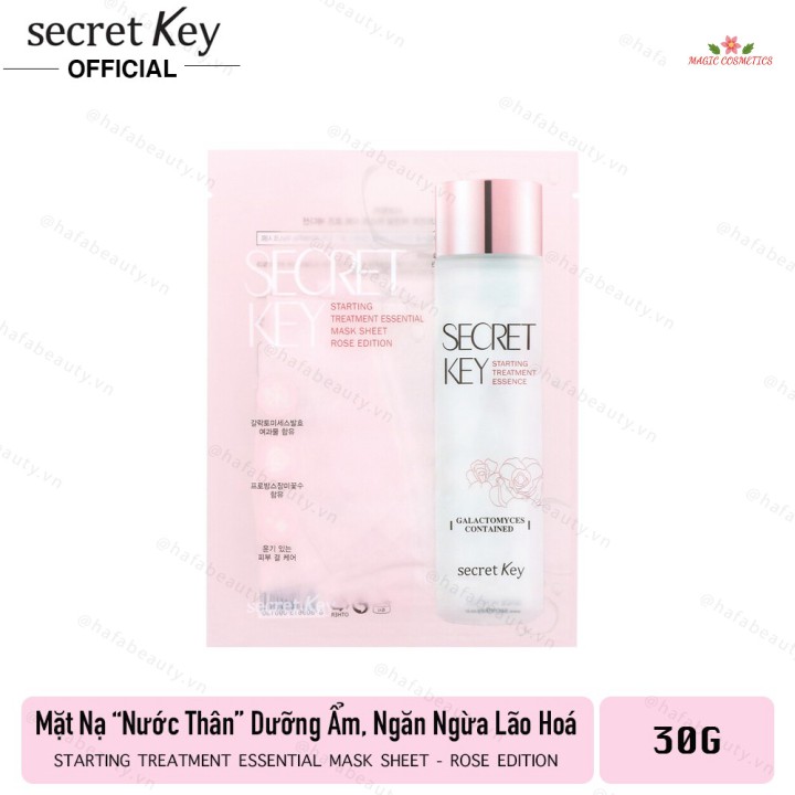 [Mã giảm giá] Mặt nạ "nước thần" dưỡng ẩm làm sáng da Secret Key Starting Treatment Essential Mask Sheet - Rose Edition