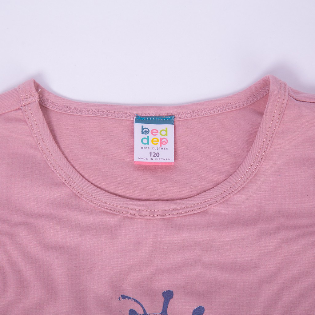 Bộ bé gái dài tay mặc nhà chất thun cotton in hình hươu cao cổ thời trang cao cấp Herokids GB35
