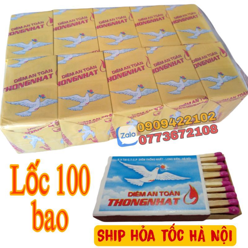 Giá sỉ 1 lốc 100 hộp diêm thống nhất an toàn tiết kiệm