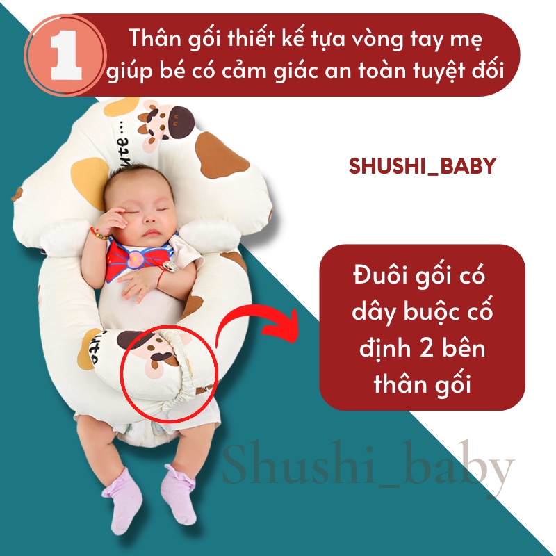 Gối Ôm Cho Bé Chữ U Chống Giật Mình, Chống Méo Đầu Cho Bé Khi Nằm Hình Bò Sữa