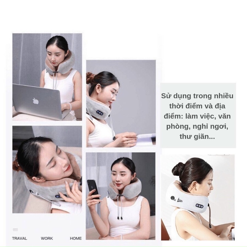 Gối massage cổ chữ U đa năng cao cấp, gối massage nnhểu chế độ có dây điều chỉnh kích thước