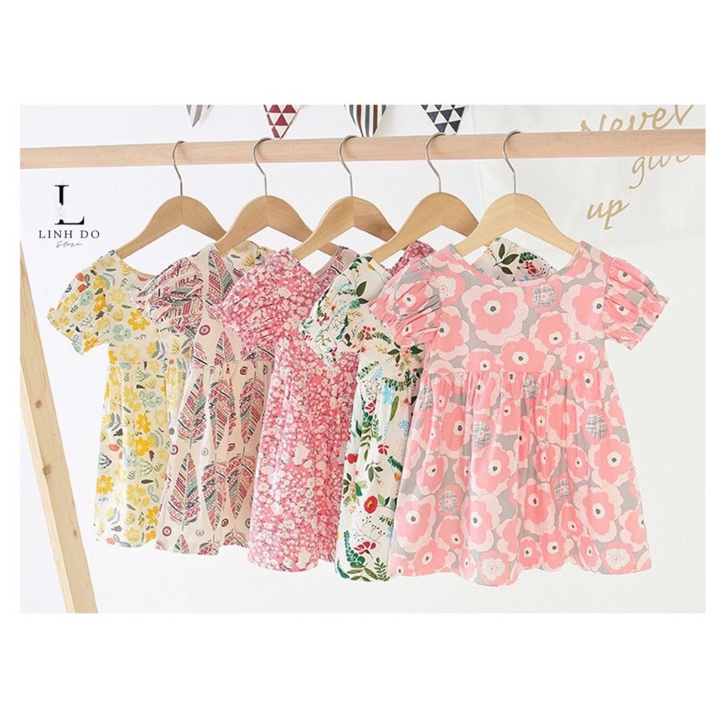 Đầm Bé Gái Chất Vải Bông 100% Từ 3 Đến 8 Tuổi Phong Cách Hàn Quốc Tay Ngắn Dễ Thương LDV001