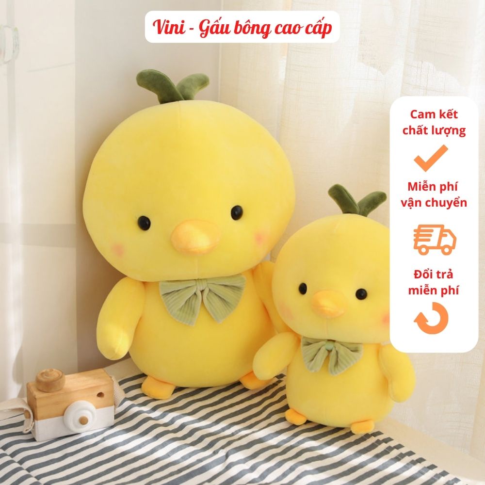 Gấu bông gà vàng cao cấp - Gà vàng thắt nơ nhồi bông kích cỡ 25cm